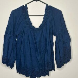 American Eagle Blue Off-Shoulder Top